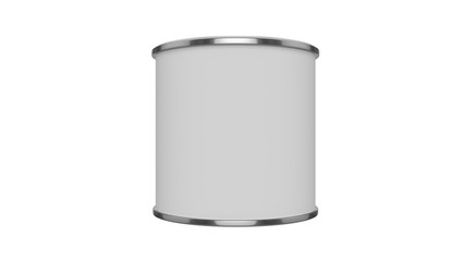 3D realistic render. Composition of single isolated paint can with white lid. Design template.