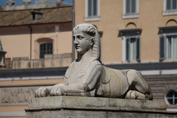 Sculpture at Piazza del Popolo in Rome, Italy