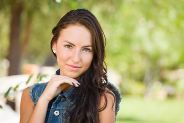 Attractive Mixed Race Girl Portrait Outdoors