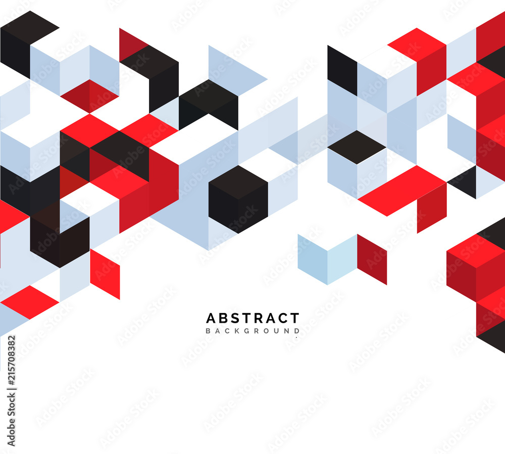 Poster Abstract background with color cubes and grid