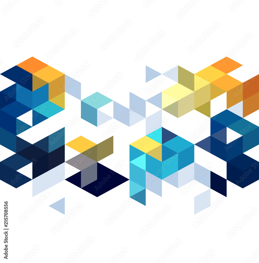 Poster Abstract background with color cubes and grid
