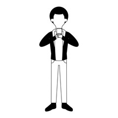Young man with smartphone cartoon vector illustration graphic design