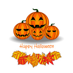 Card with Halloween pumpkin and foliage