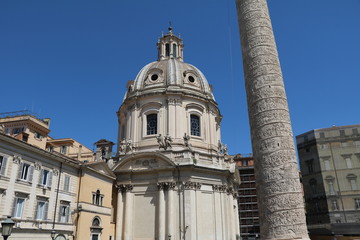 Fototapeta na wymiar Church Santa Maria di Loreto and Santissimo Nome di Maria al Foro Traiano in Rome, Italy 