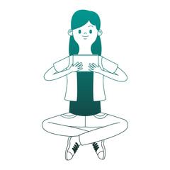 Girl with portable videogame vector illustration graphic design