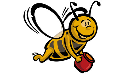 Bee, honey, jug.