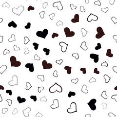 Dark Red vector seamless template with doodle hearts.