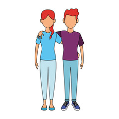 Young couple cartoon vector illustration graphic design