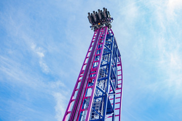 Cart at the peak of the roller coaster ride