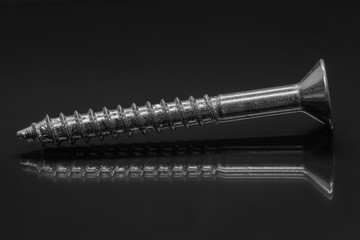 Isolated metal screw on reflective background