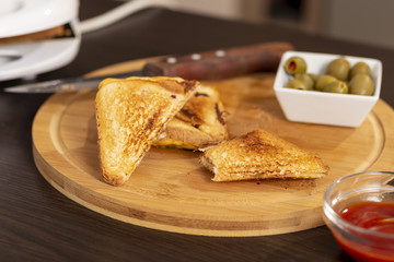 Hot sandwiches ready for eating