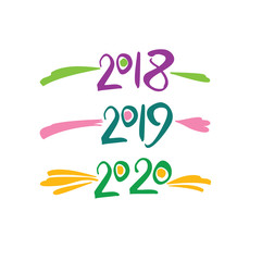 Years number handwriting. Vector template handwritten figures 2018, 2019, 2020.
