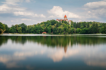 Fototapeta na wymiar Chateau Konopiste reflected in the water, Central Bohemia, Czech Republic.