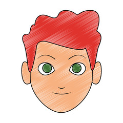 Young man face cartoon vector illustration graphic design