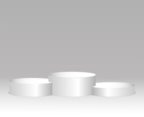 White winners podium. Pedestal. Spotlight.
