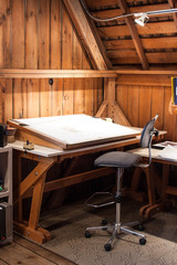 Architectural drafting station/office in a barn