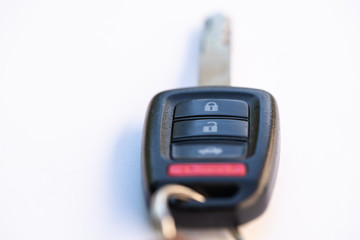 Car key macro isolated on white background