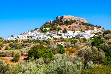 Obraz premium Lindos Acropolis in Rhodes island