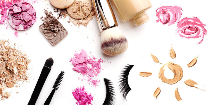 make-up cosmetics isolated on white background