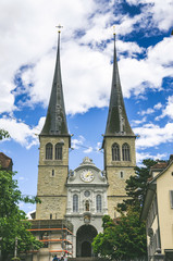 Fototapeta na wymiar Hofkirche churc h in Lucerne, Switzerland