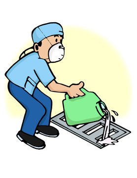 Hombre derramando quimicos Contaminando
