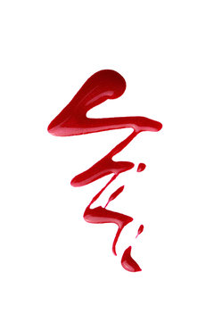 red nail polish or blood splash isolated on white background