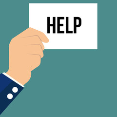 Man showing paper HELP text 