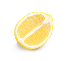 Half of fresh ripe lemon on white background
