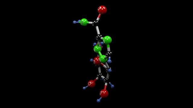 Ribavirin molecule. Molecular structure of antiviral drug ribavirin, also known as tribavirin. Alpha channel.
