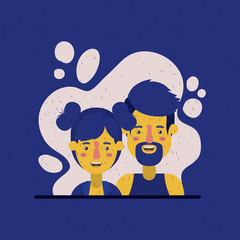 Fototapeta premium young couple lovers avatars characters vector illustration design