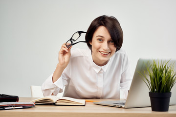 business woman with glasses in the office