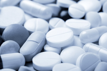 A lot of different medicine pills and capsules