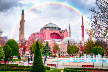 Fototapeta na wymiar View of the Hagia Sophia in Istanbul, Turkey.