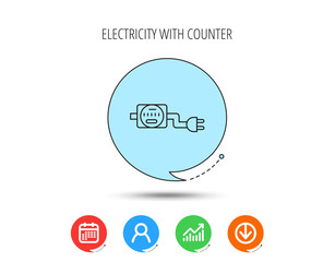 Electric counter icon. Electricity with plug.