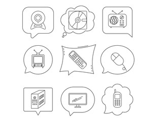 Web camera, radio and mobile phone icons.