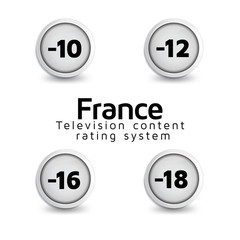 France television content rating system vector icon buttons