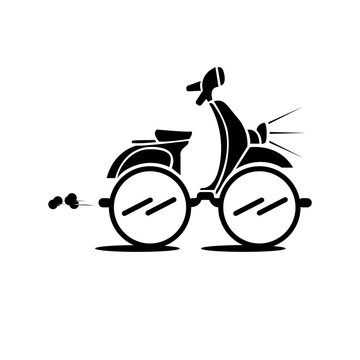 Glasses and motorcycle logo icon vector template