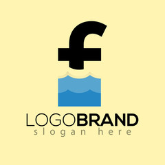 F Letter and creative wave logo vector template