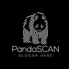 Panda Scan Technology Logo vector Element. Animal Technology Logo Template