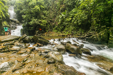 Landscape waterfall in tropical forests. Namtok Phlio national park, Chanthaburi at Thailand.