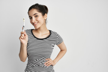 tooth care brush woman