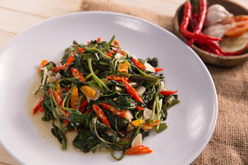 Stir fried water spinach or cah kangkung