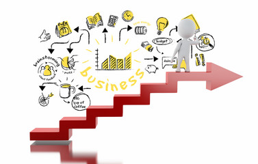 3d White people drawing strategic idea sketch