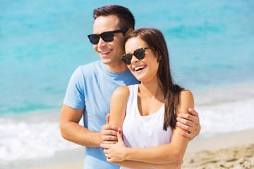 Portrait of a Happy Smiling Couple at the Beach