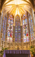 Stained glass window in the Catholic Cathedral