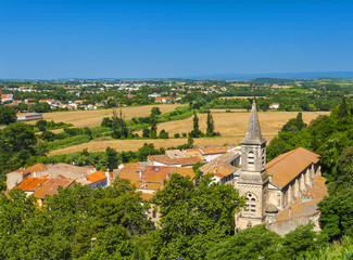 Fototapeta premium View at the Beziers city with St.Jude church