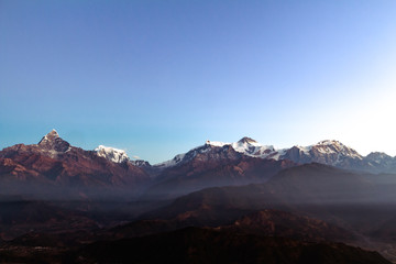 Fototapeta na wymiar Sunrise over the Himalayas creating a beautiful scene