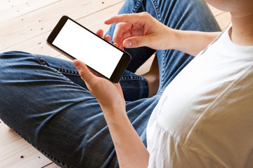 man using mobile smart phone