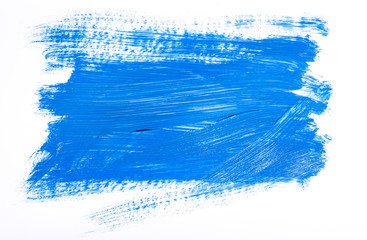 Blue brush stroke isolated over white background