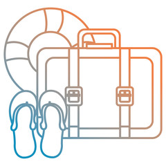 suitcase travel with sandals and float